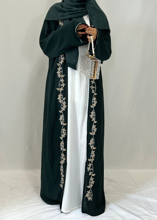 Open Abaya with a slip dress