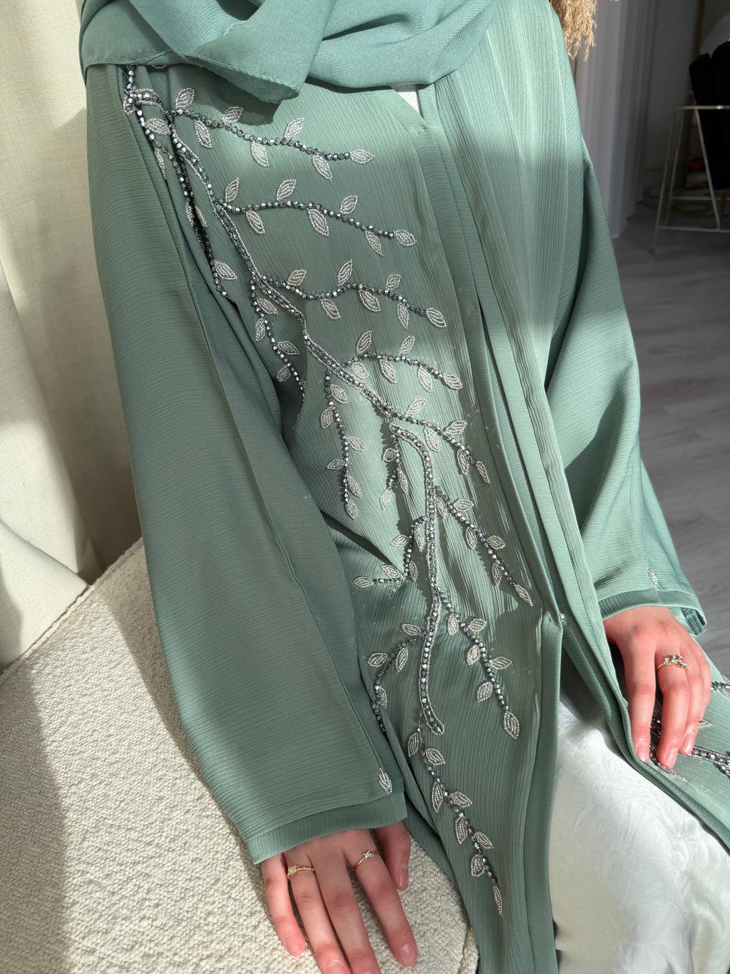 Vine Abaya - Sage Green