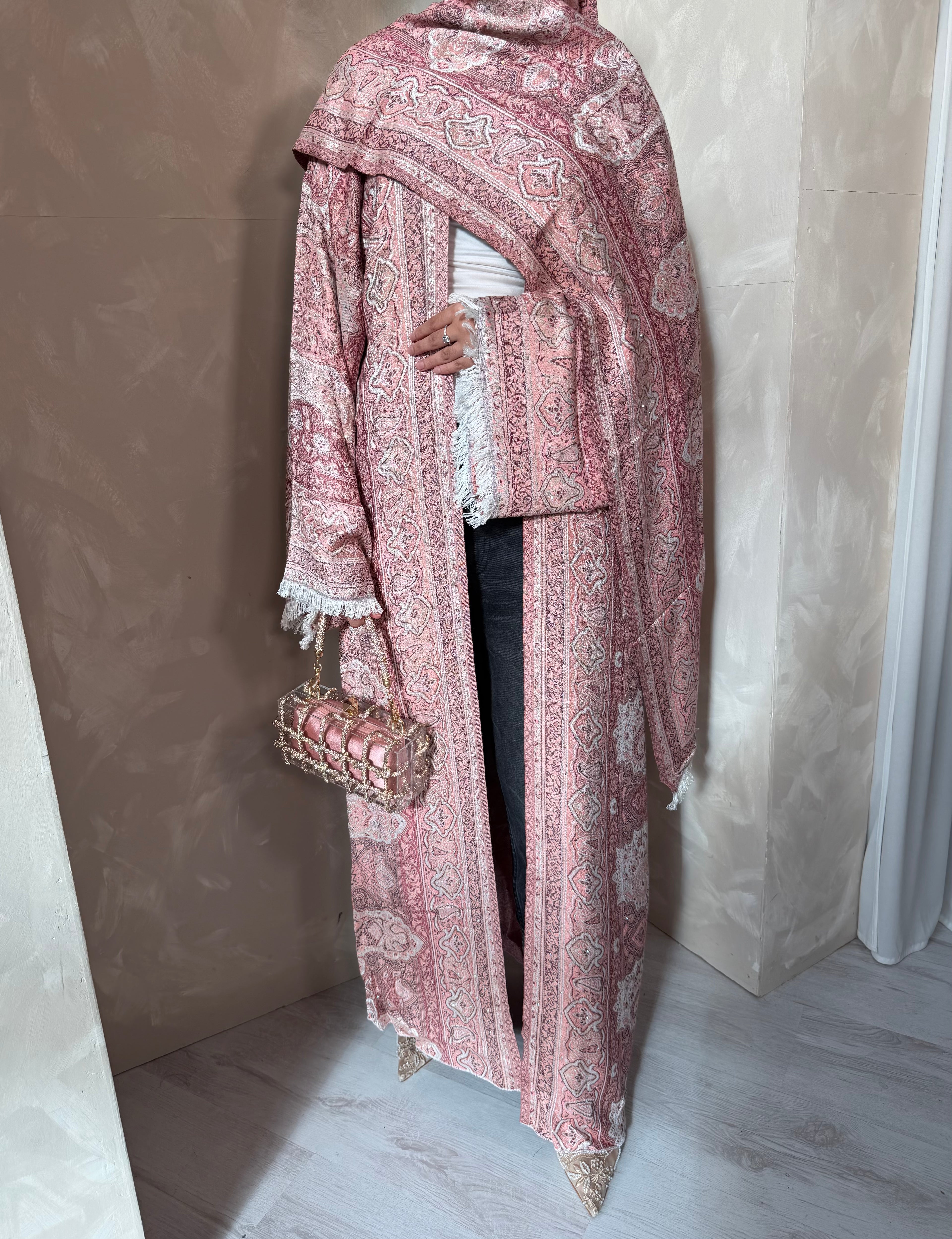 Pashmina Abaya - Peachy Pink