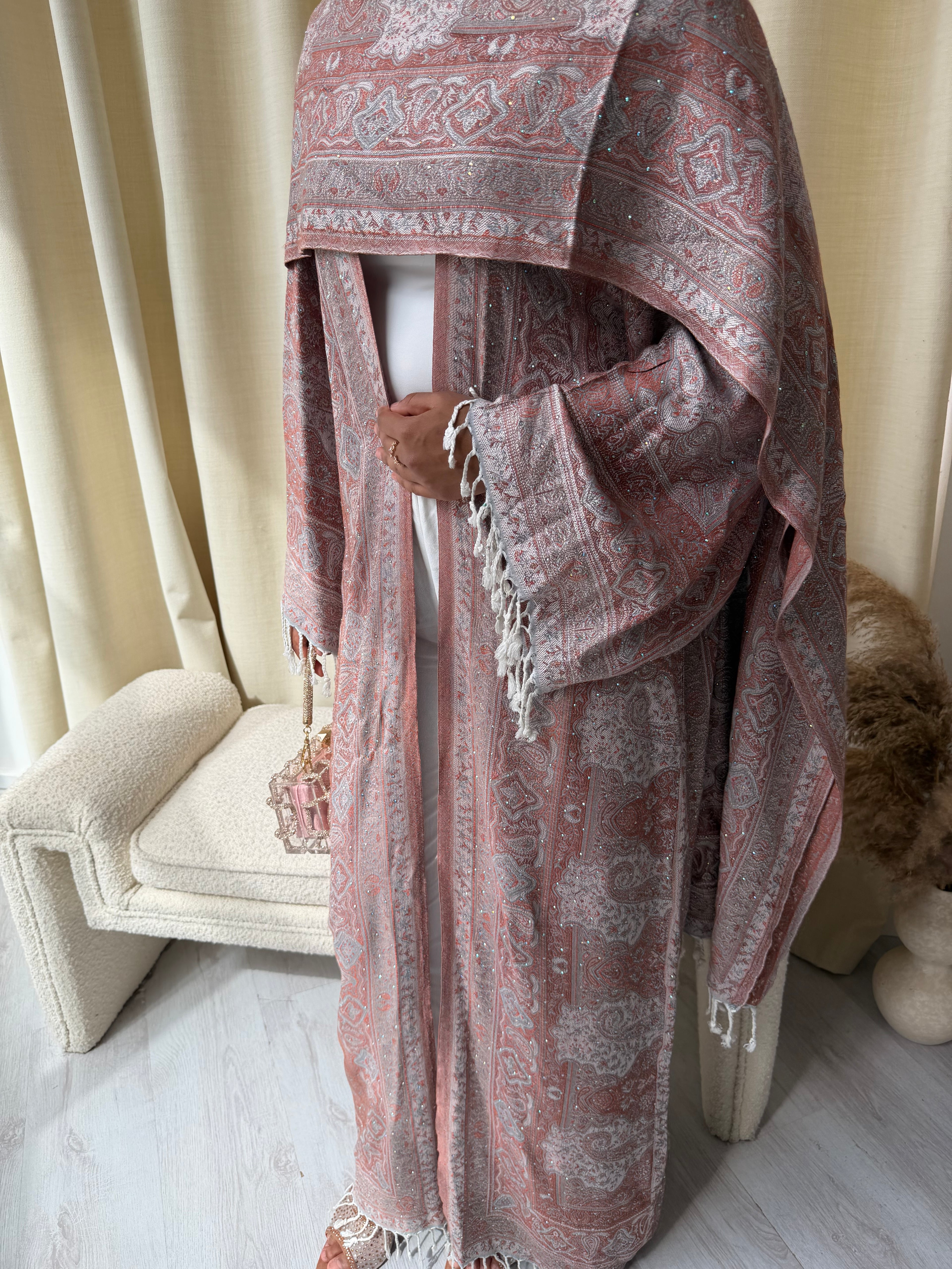Pashmina - Terracotta - With Gem Stones