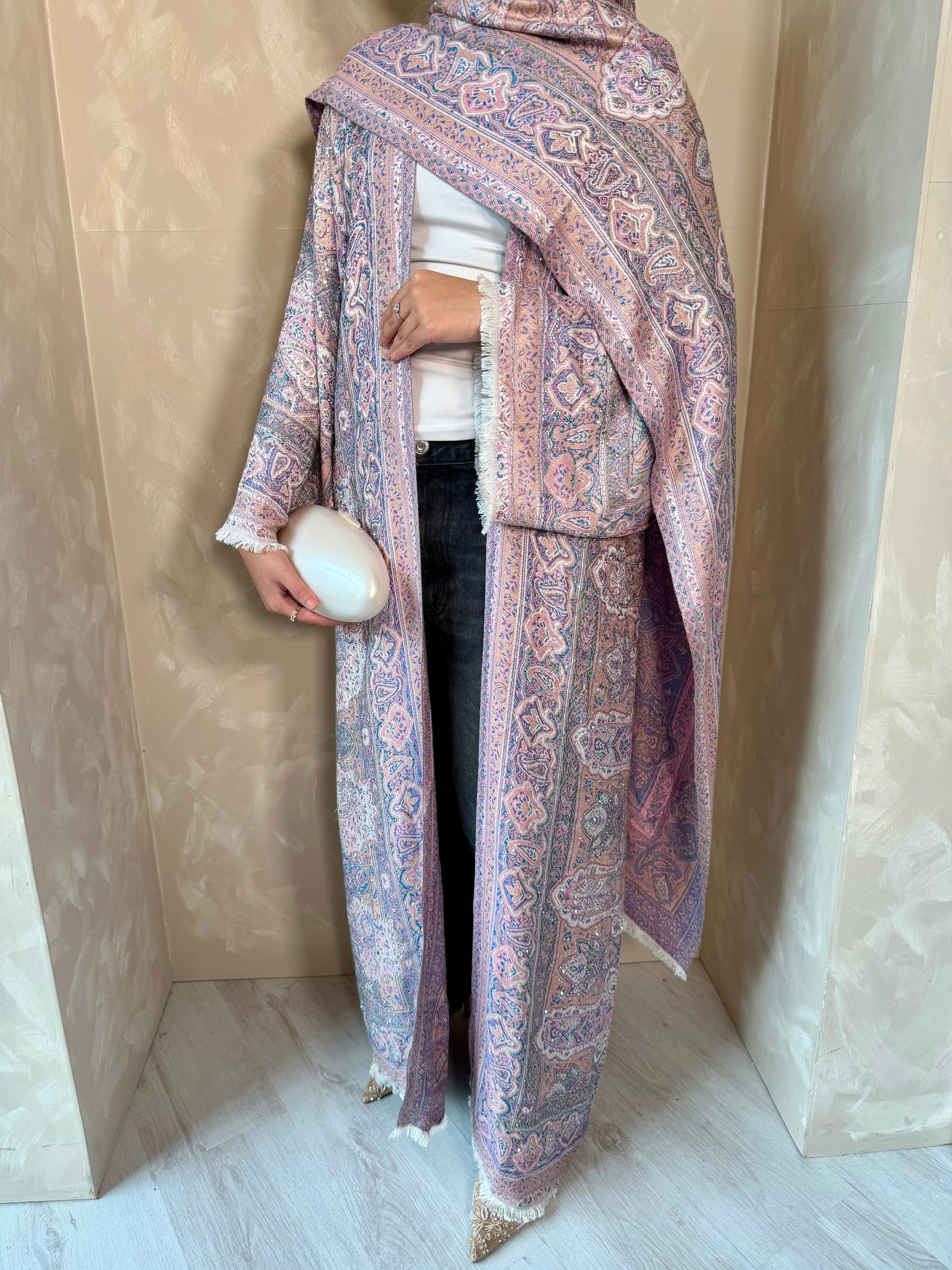 Pashmina Abaya - Pinky Blue