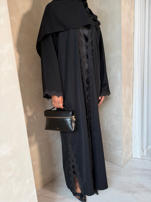 Lace Abaya - Black