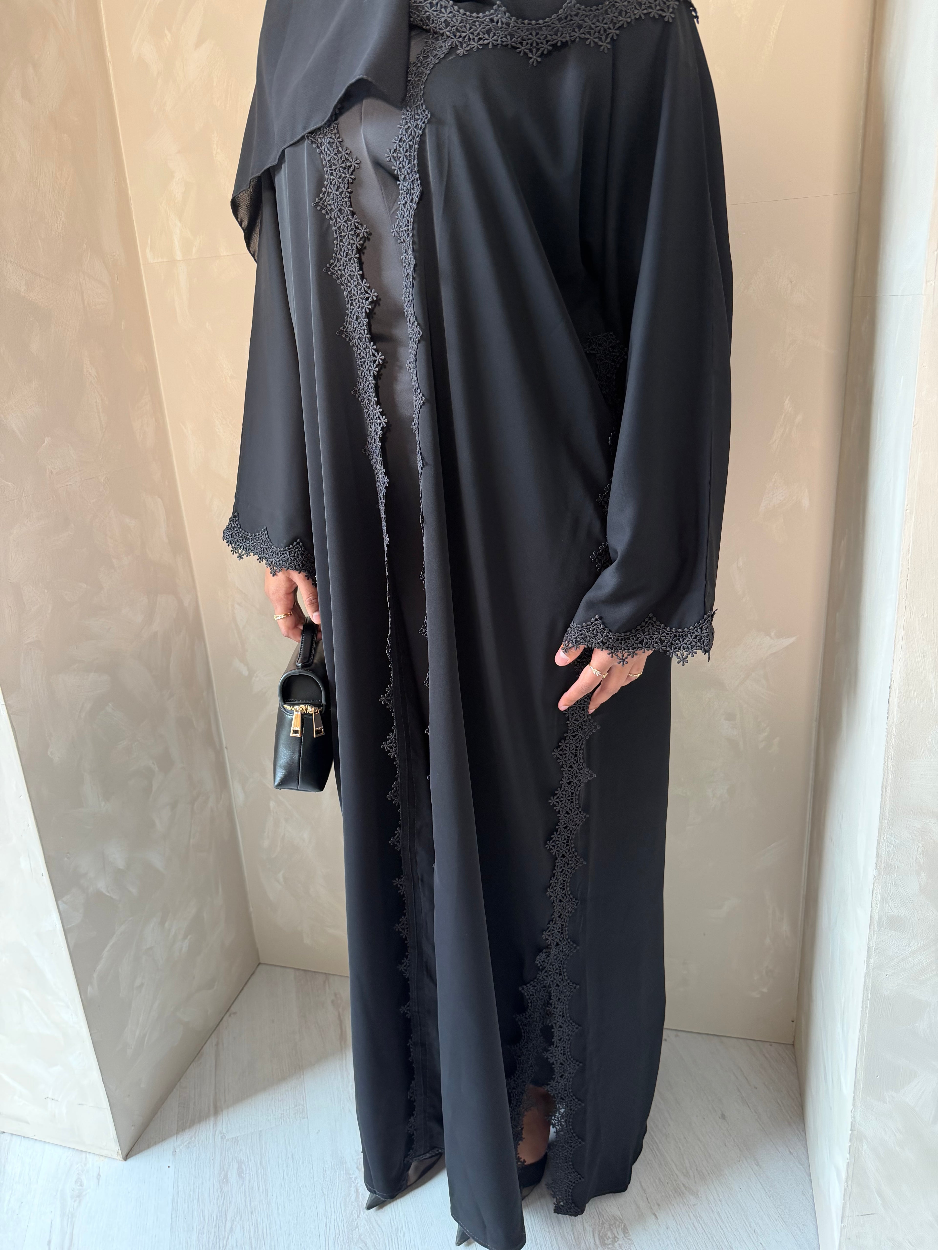 Lace Abaya - Black