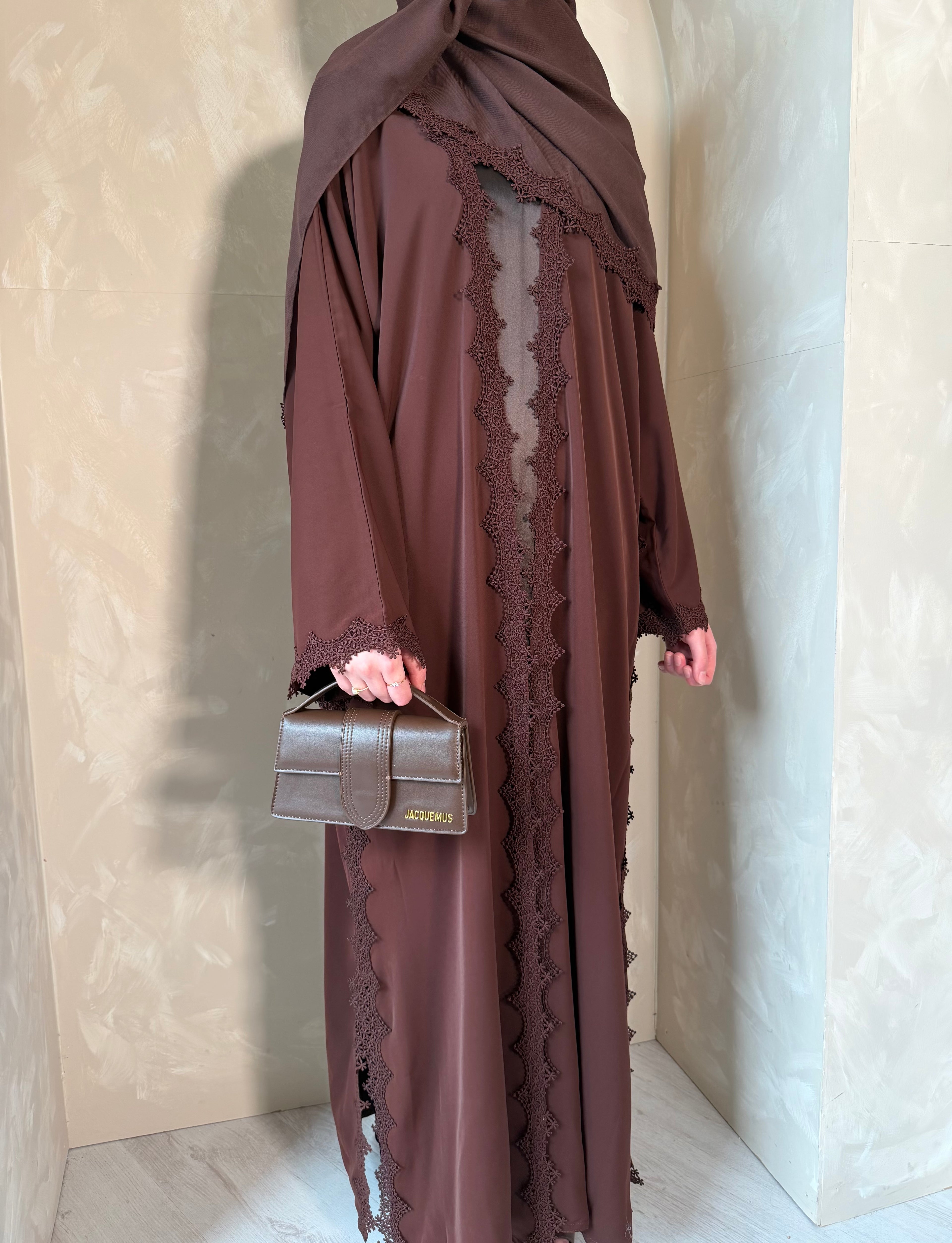 Lace Abaya - Brown
