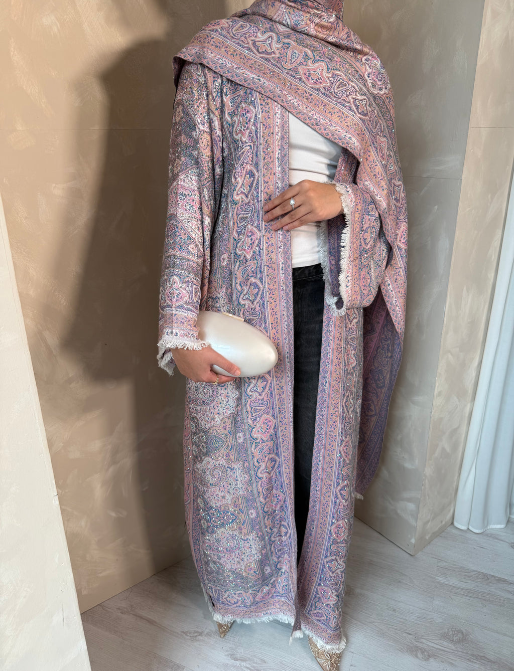 Pashmina Abaya - Pinky Blue