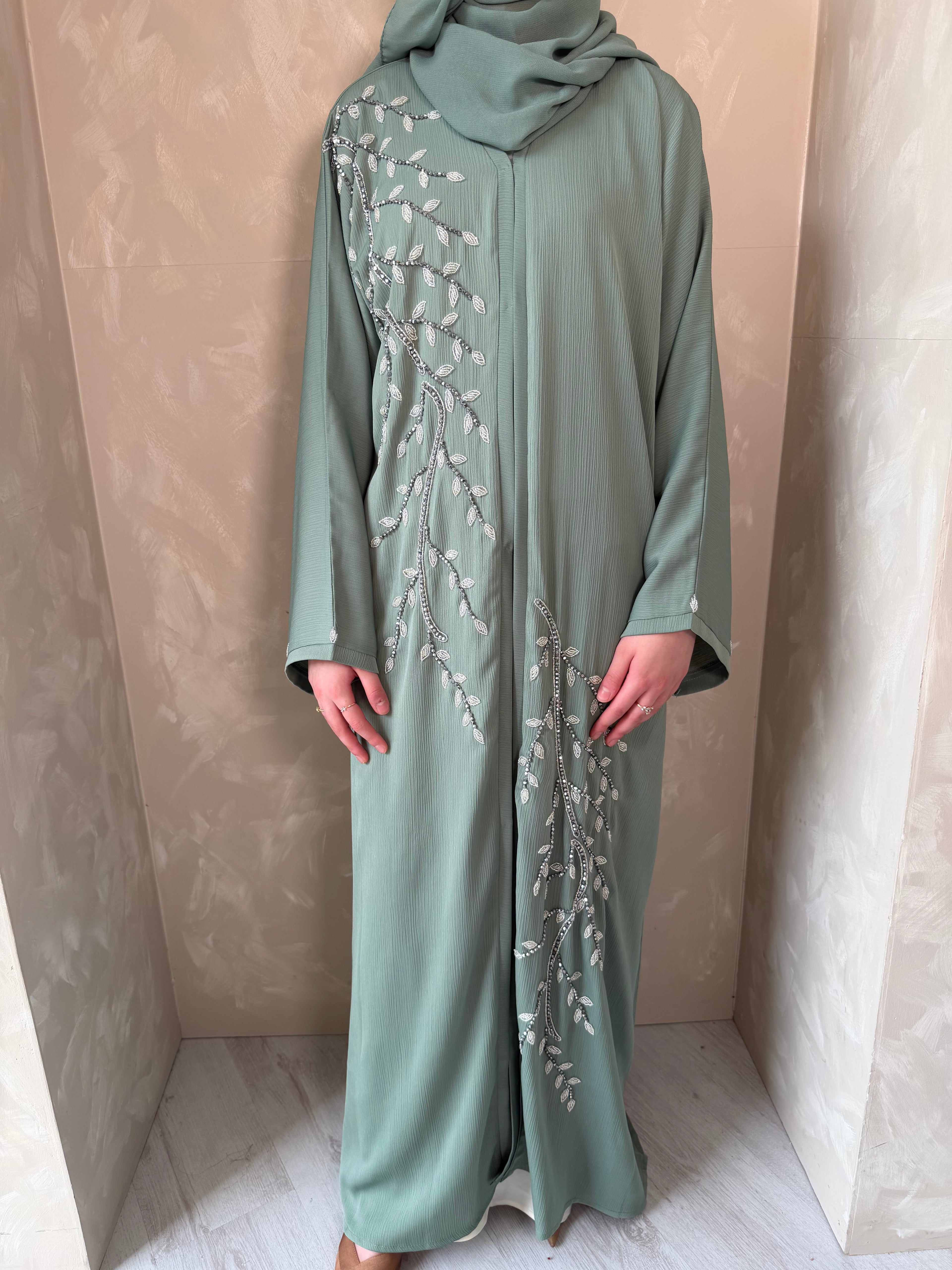 Vine Abaya - Sage Green