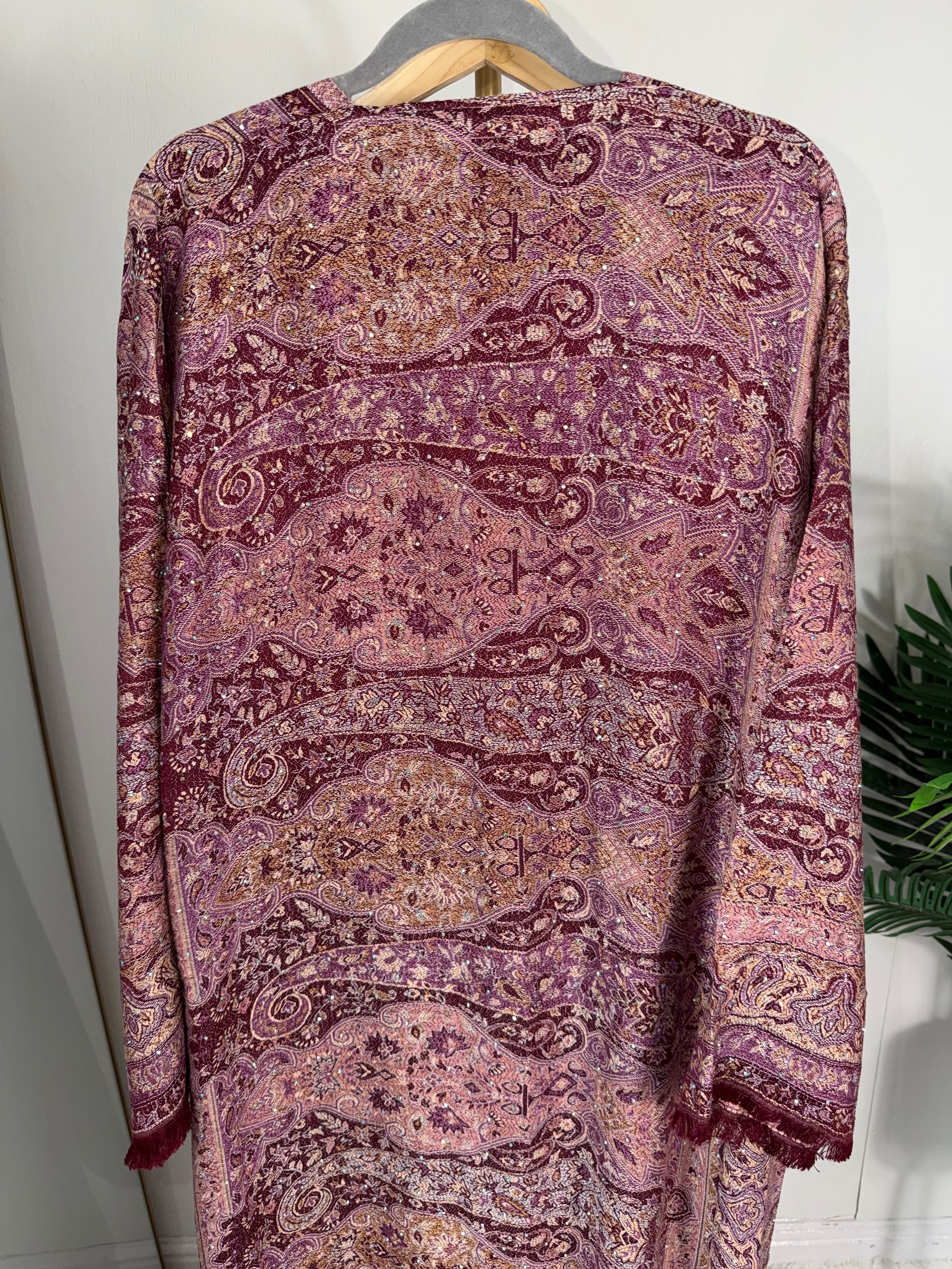 Pashmina - Maroon and Purple Hues - With Gem Stones