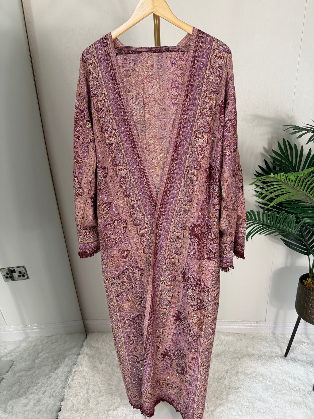 Pashmina - Maroon and Purple Hues - With Gem Stones