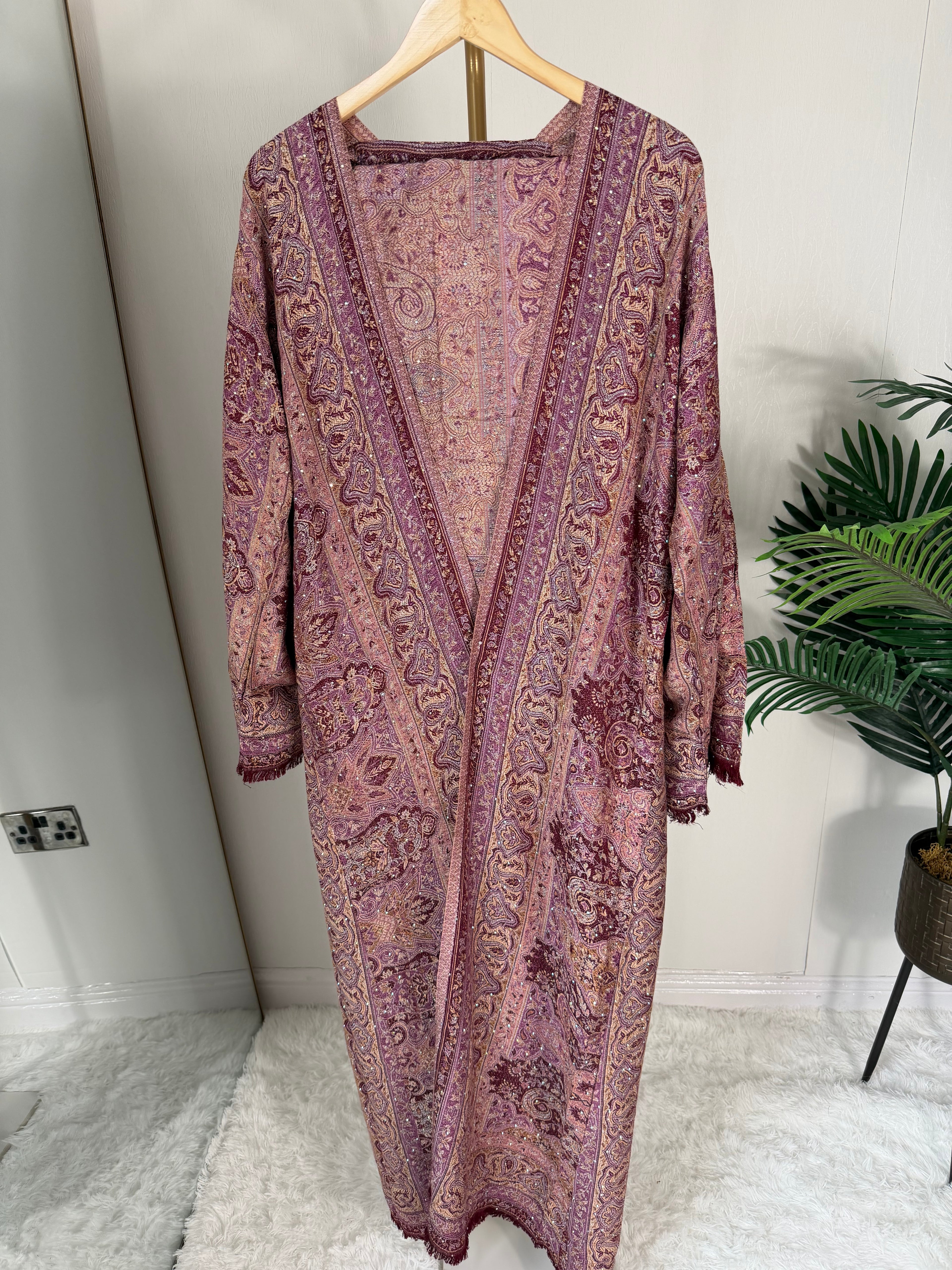 Pashmina - Maroon and Purple Hues - With Gem Stones