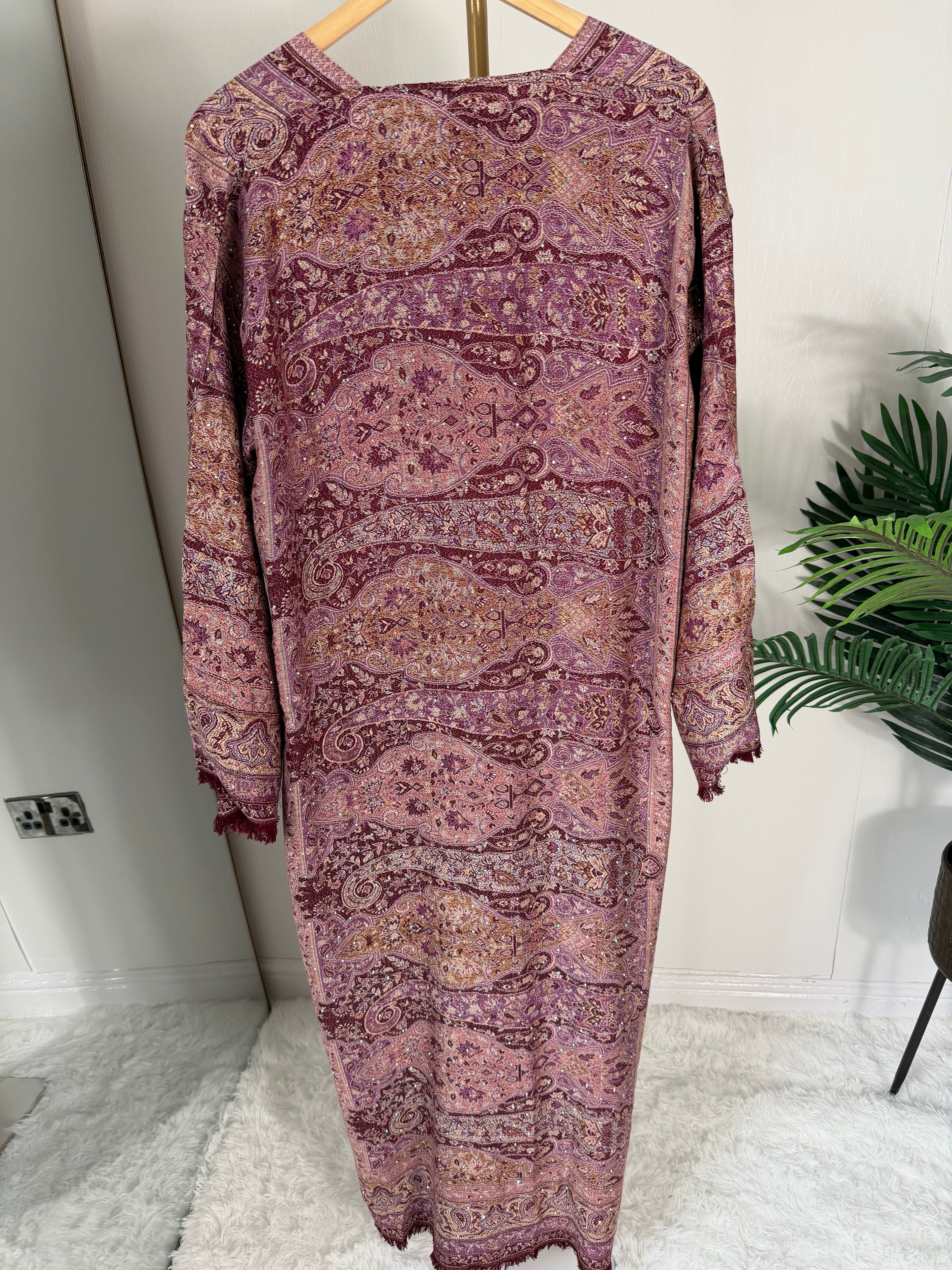 Pashmina - Maroon and Purple Hues - With Gem Stones