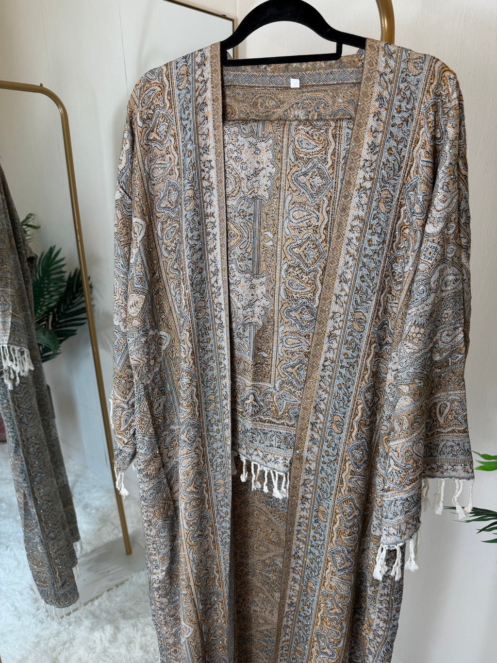 Pashmina - Gold and Blue - With Gem Stones