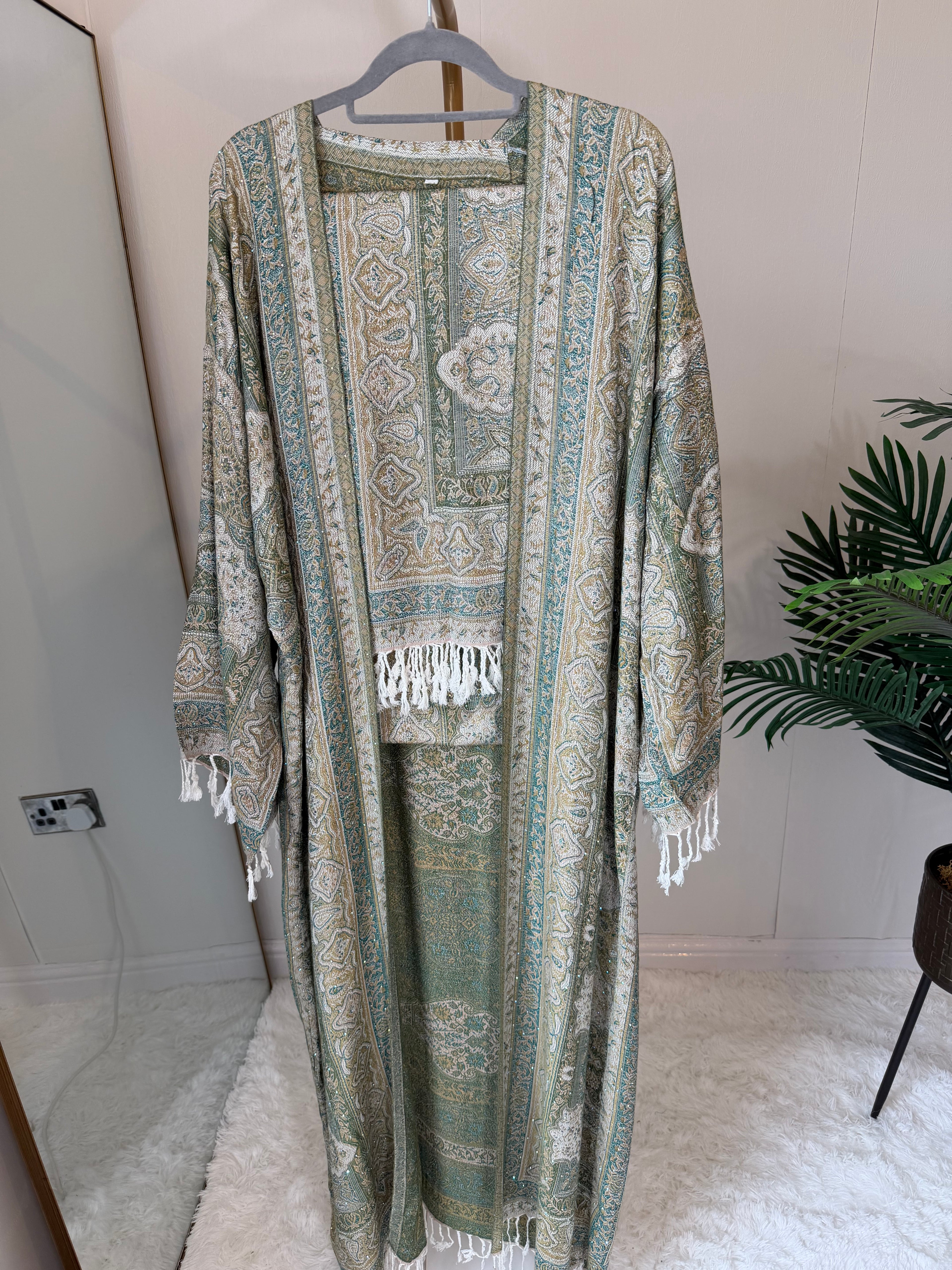 Pashmina - Green Hues - With Gem Stones