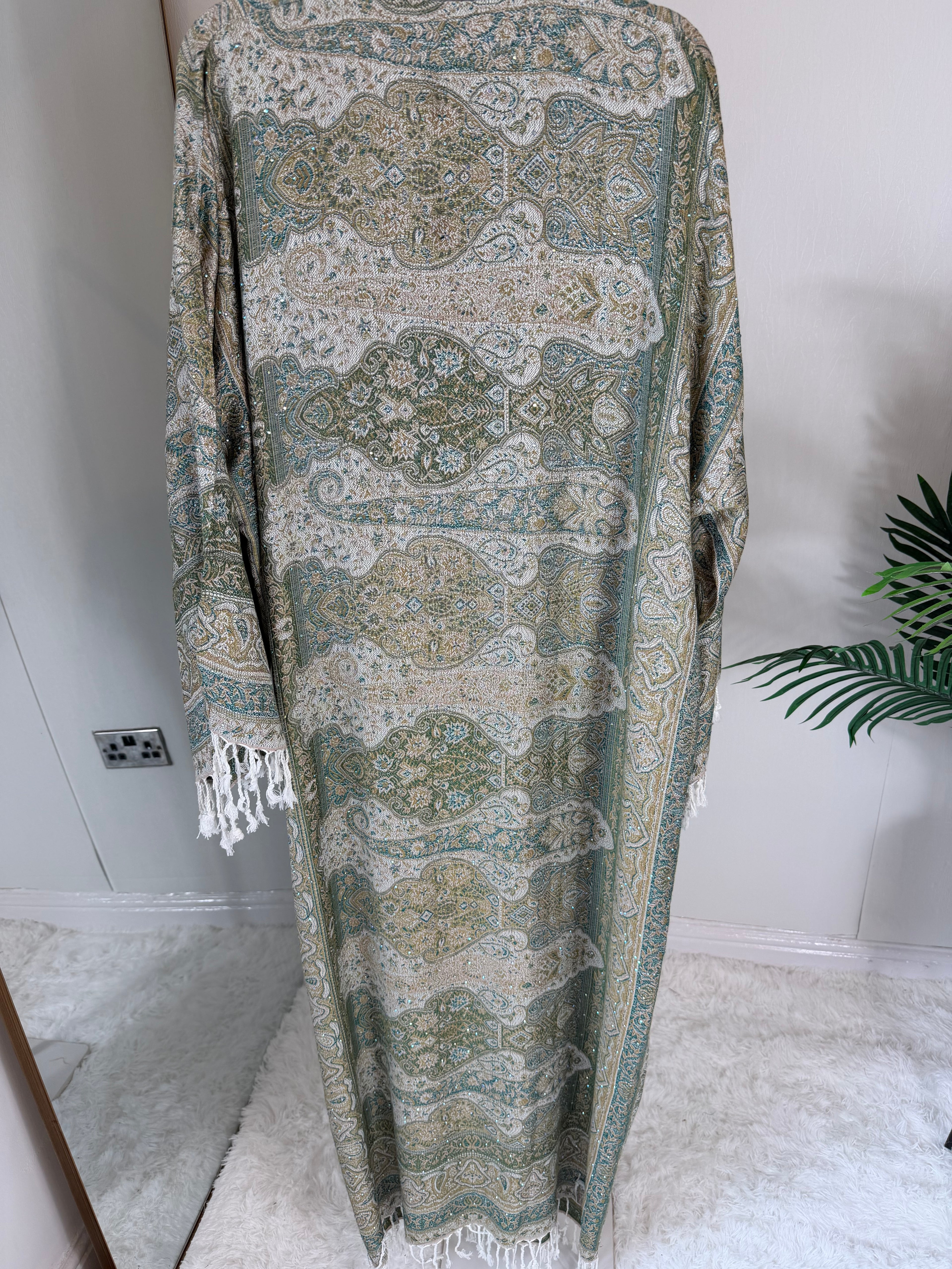 Pashmina - Green Hues - With Gem Stones