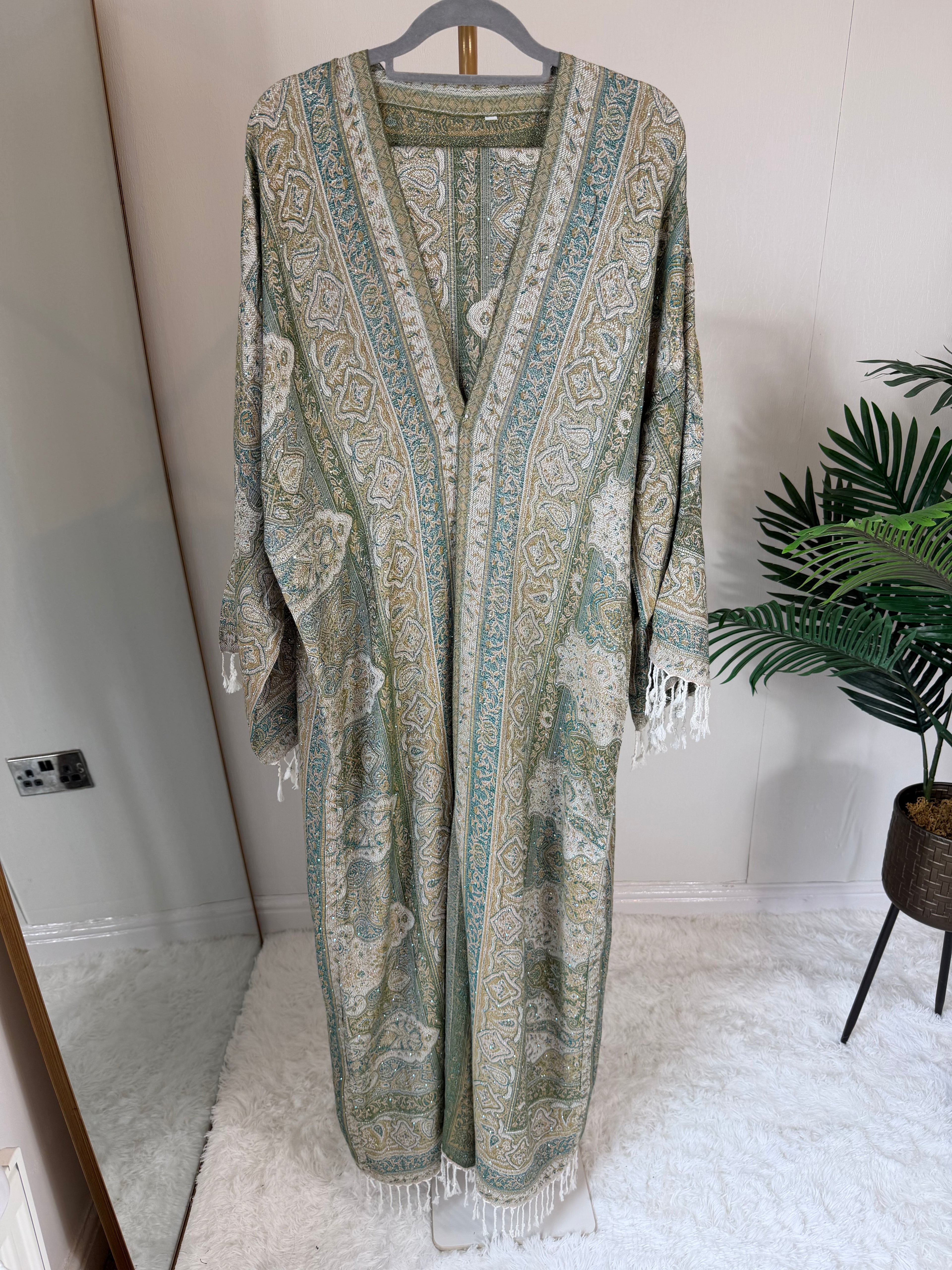 Pashmina - Green Hues - With Gem Stones