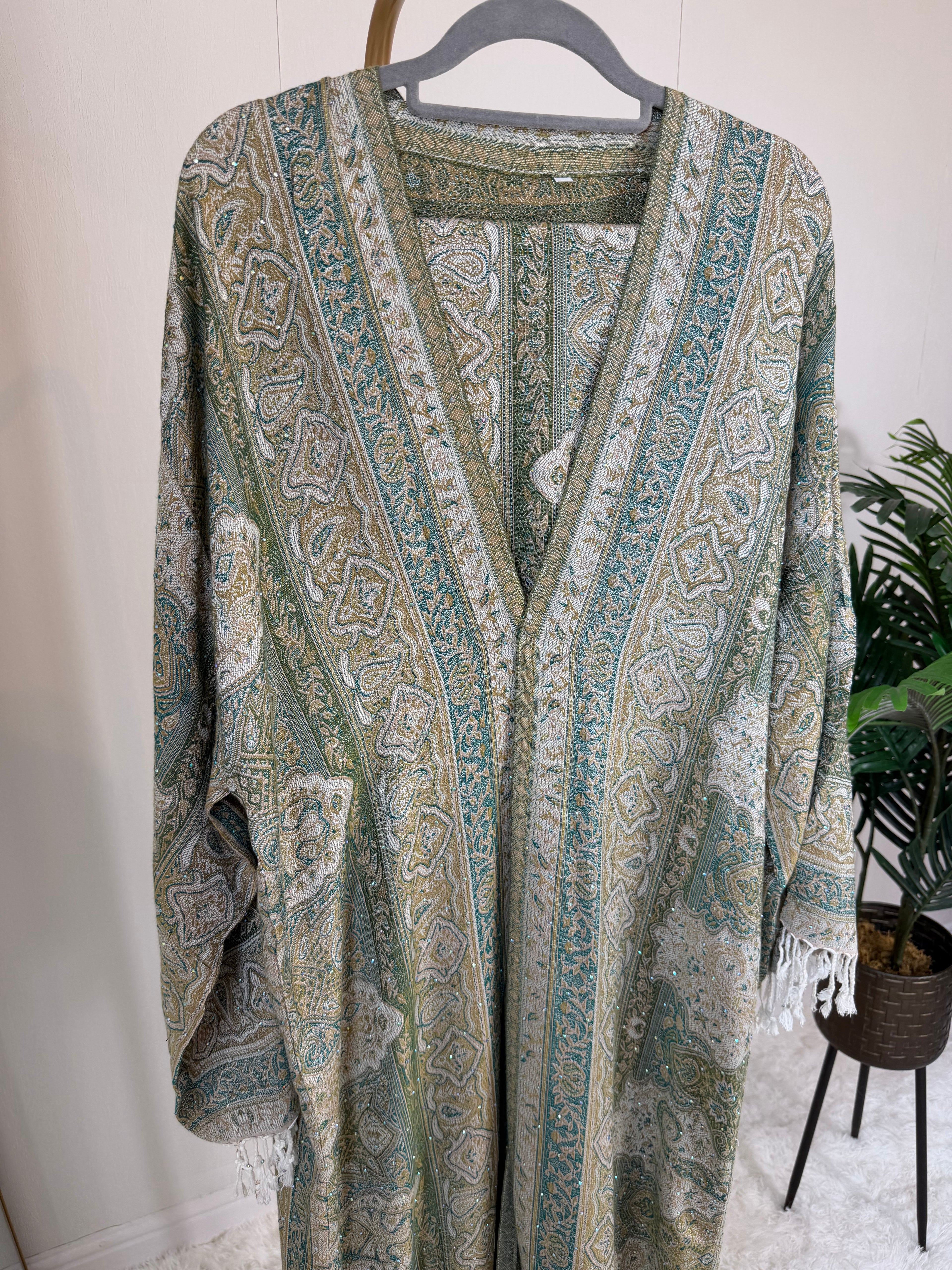 Pashmina - Green Hues - With Gem Stones