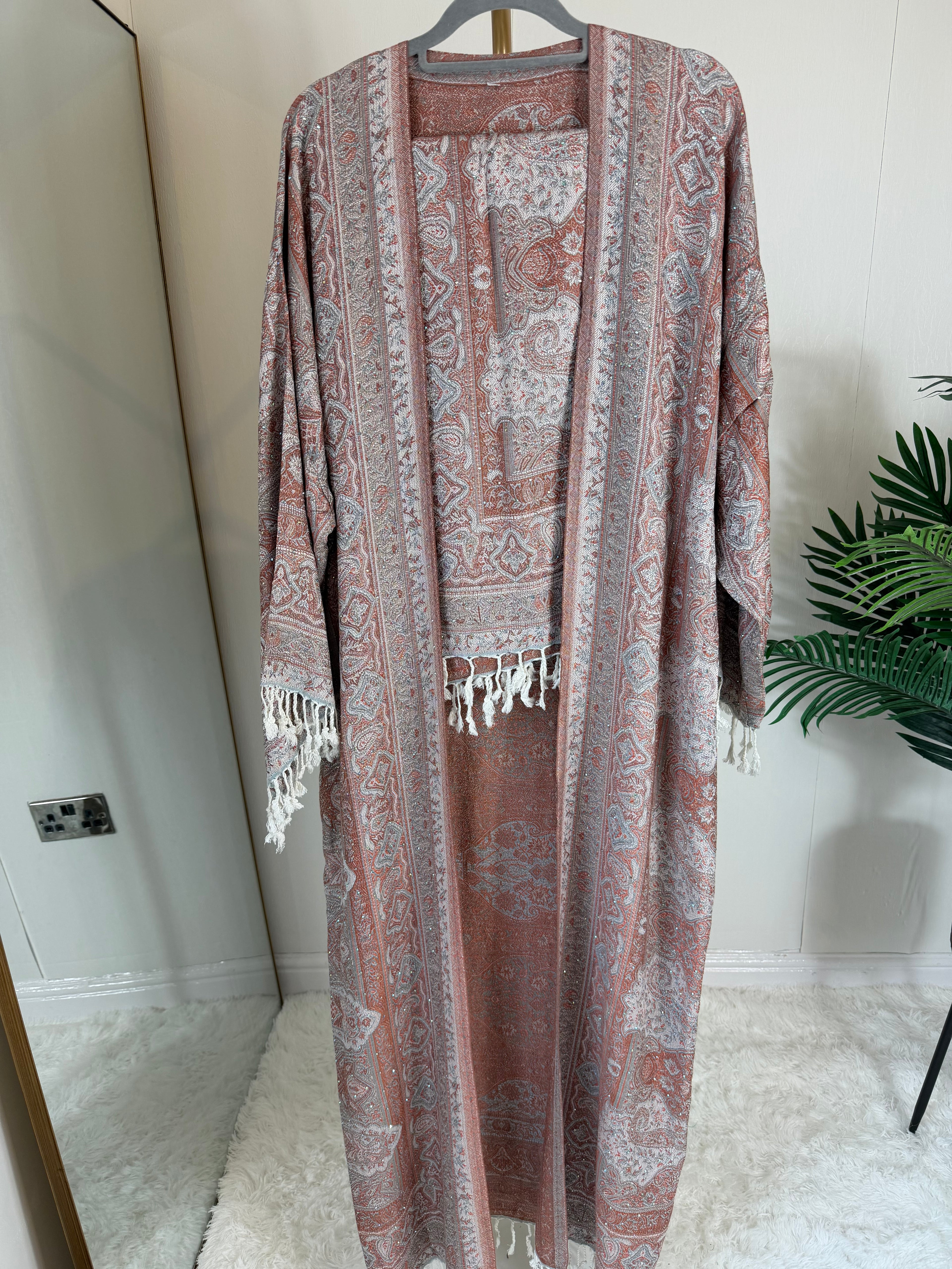 Pashmina - Terracotta - With Gem Stones