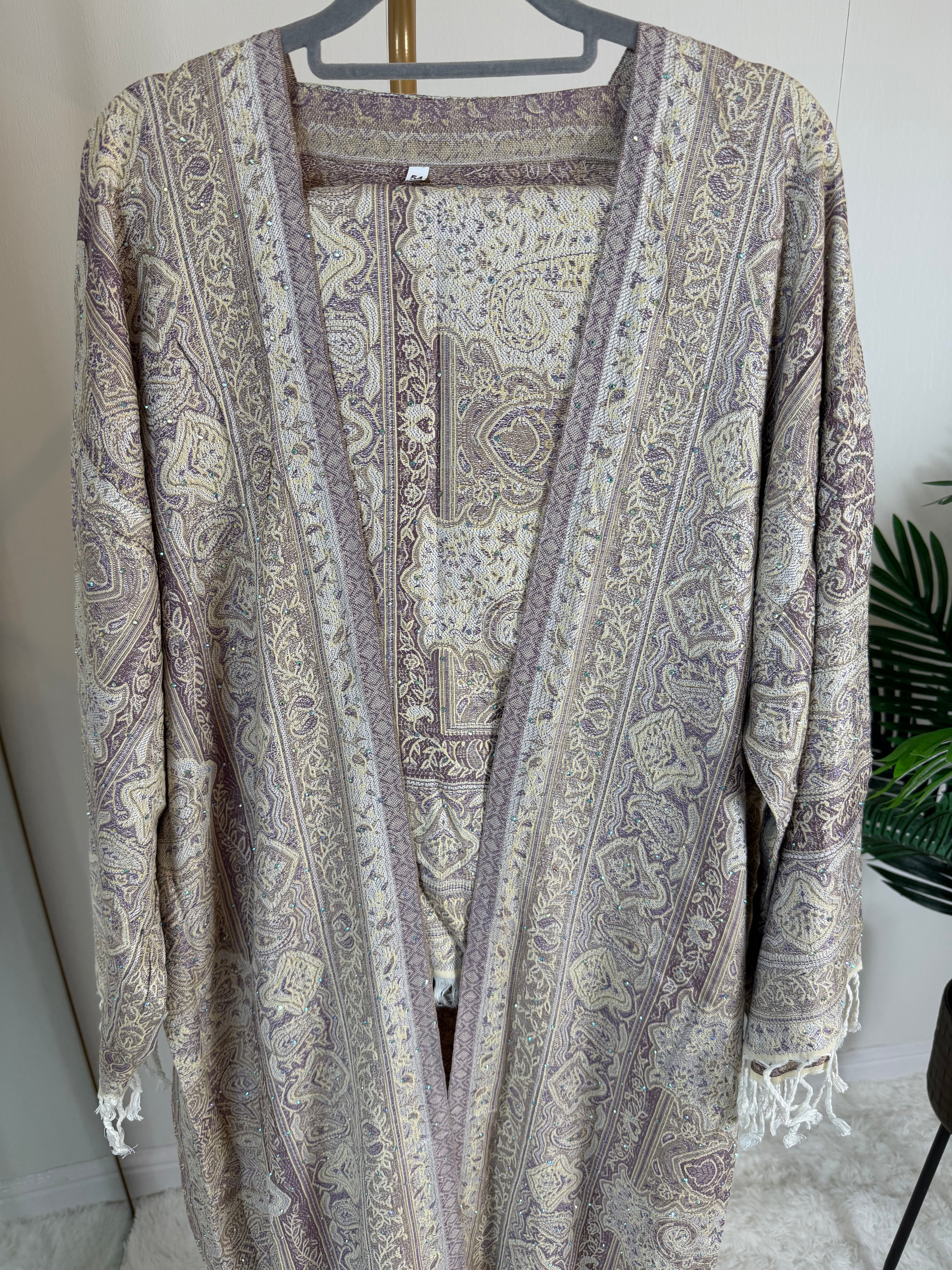 Pashmina - Cream and Mauve - With Gem Stones