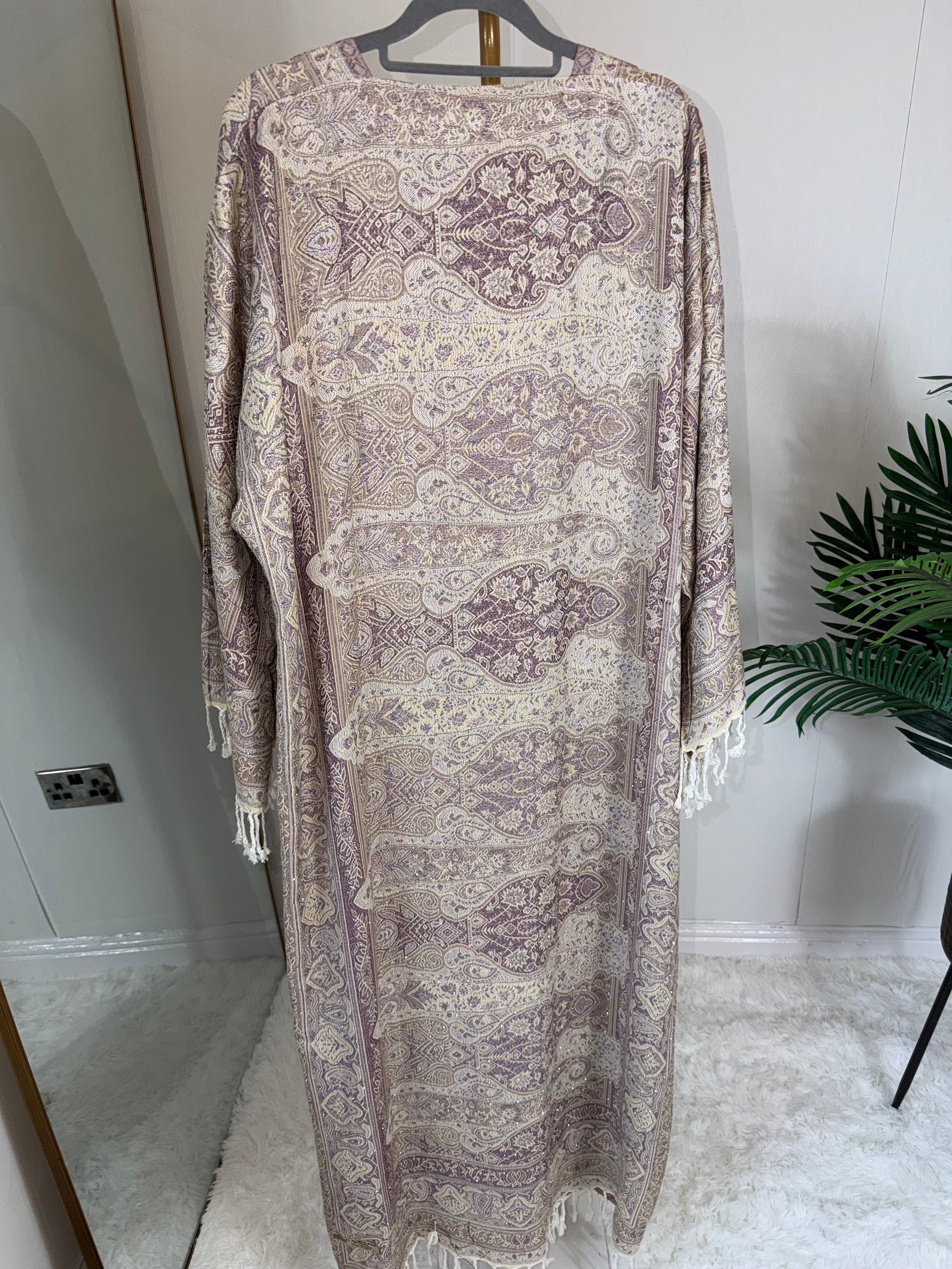 Pashmina - Cream and Mauve - With Gem Stones