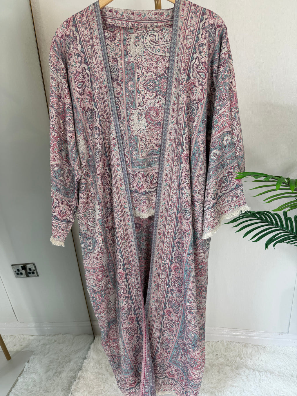Pashmina - Bluey Pink with Gem Stones