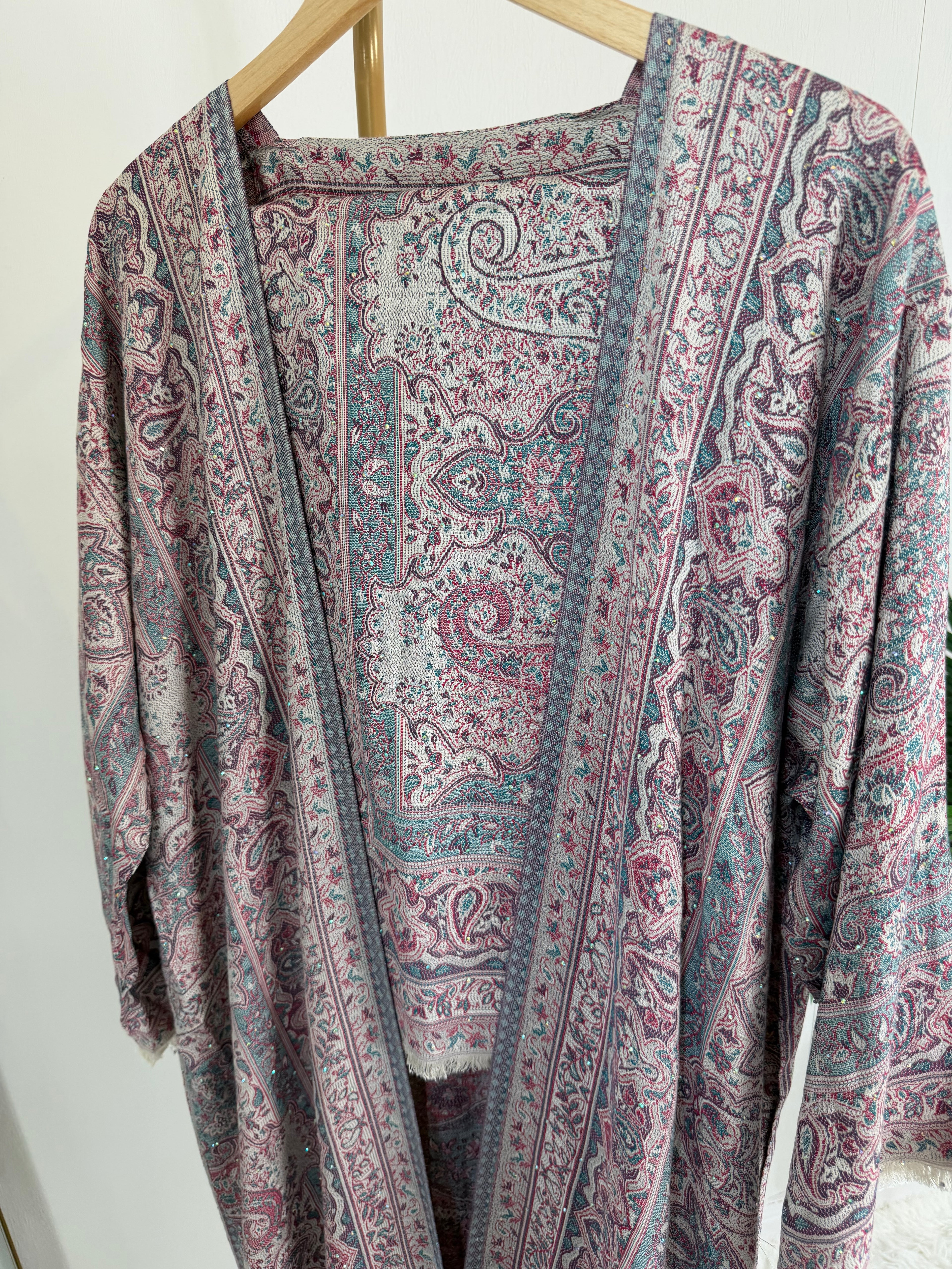 Pashmina - Bluey Pink with Gem Stones