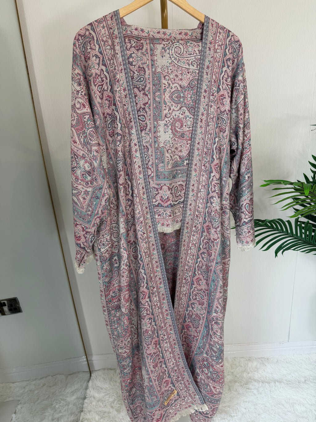 Pashmina - Bluey Pink with Gem Stones