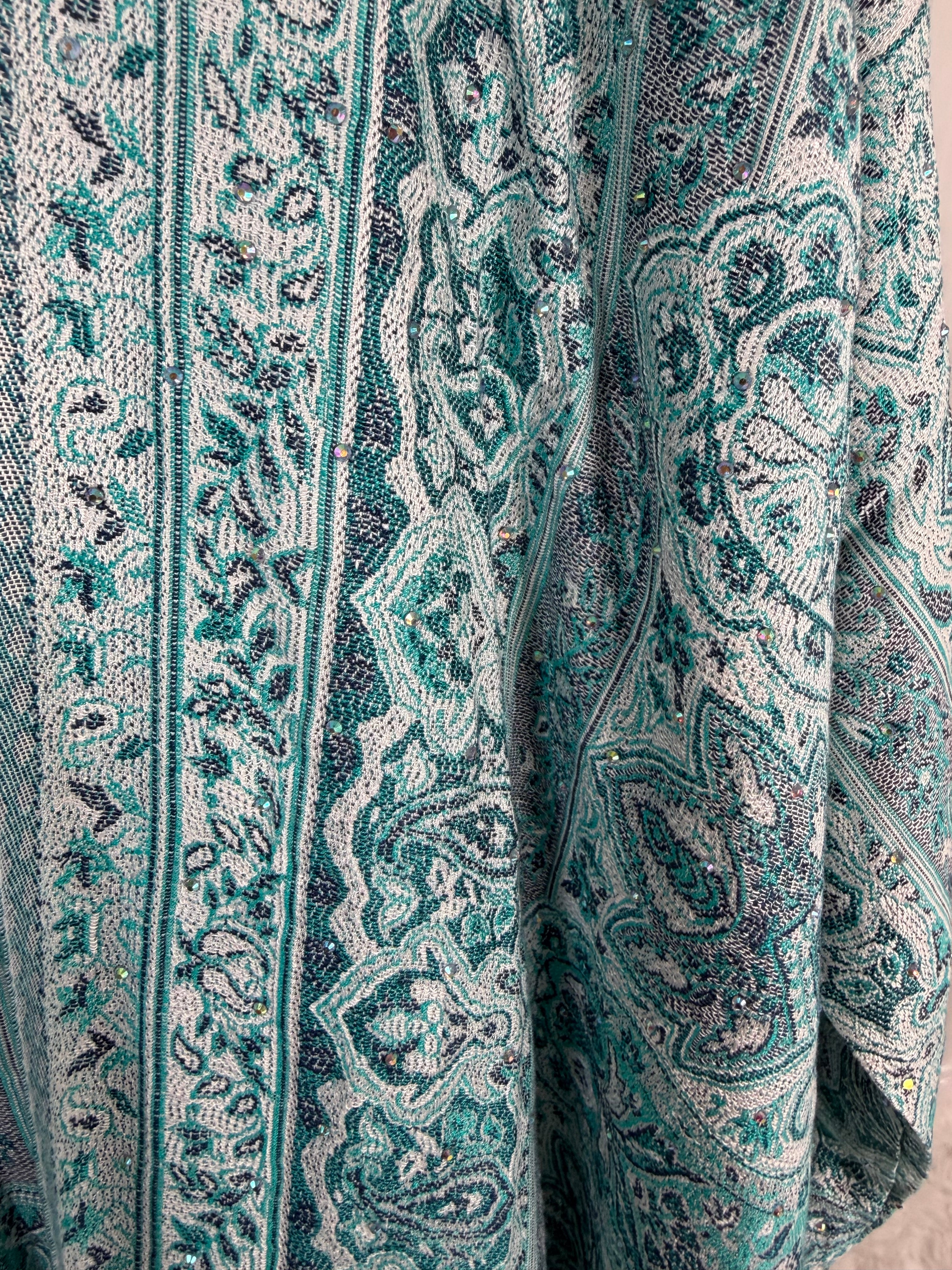 Pashmina - Santorini blue with Gem Stones