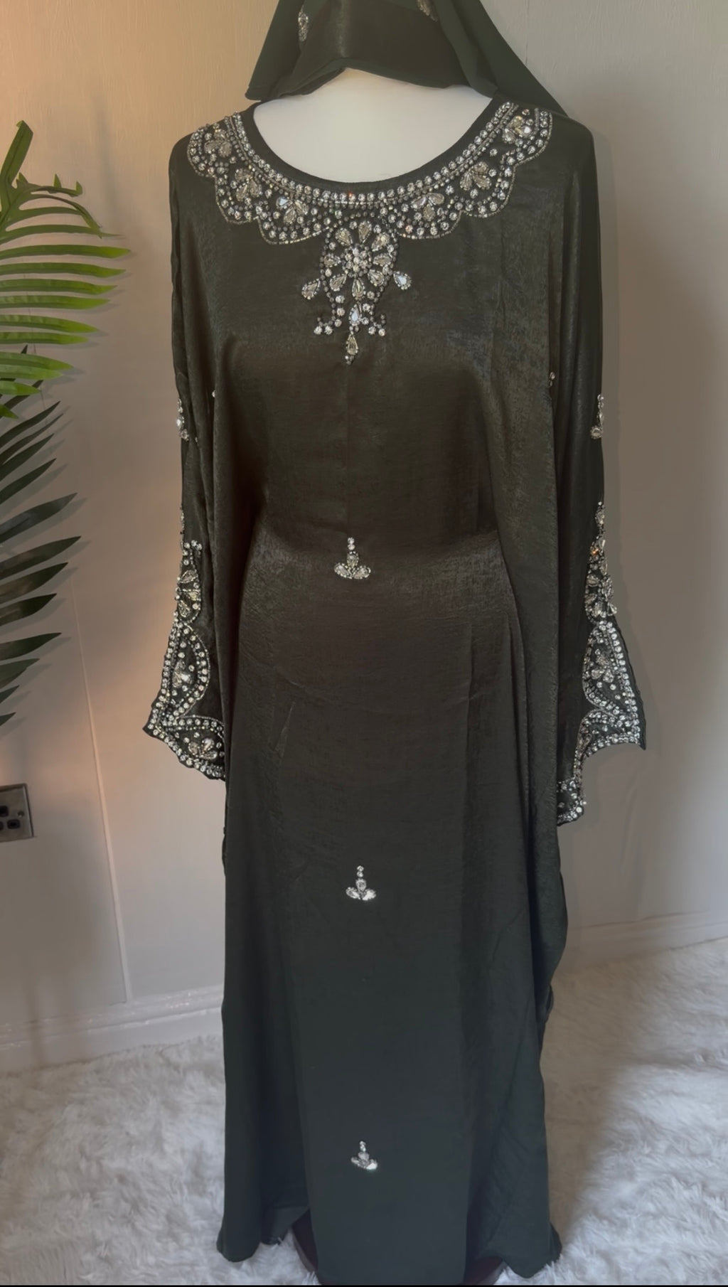 Ayah Kaftan Abaya - Forest Green