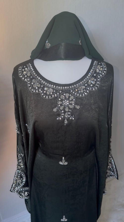 Ayah Kaftan Abaya - Forest Green