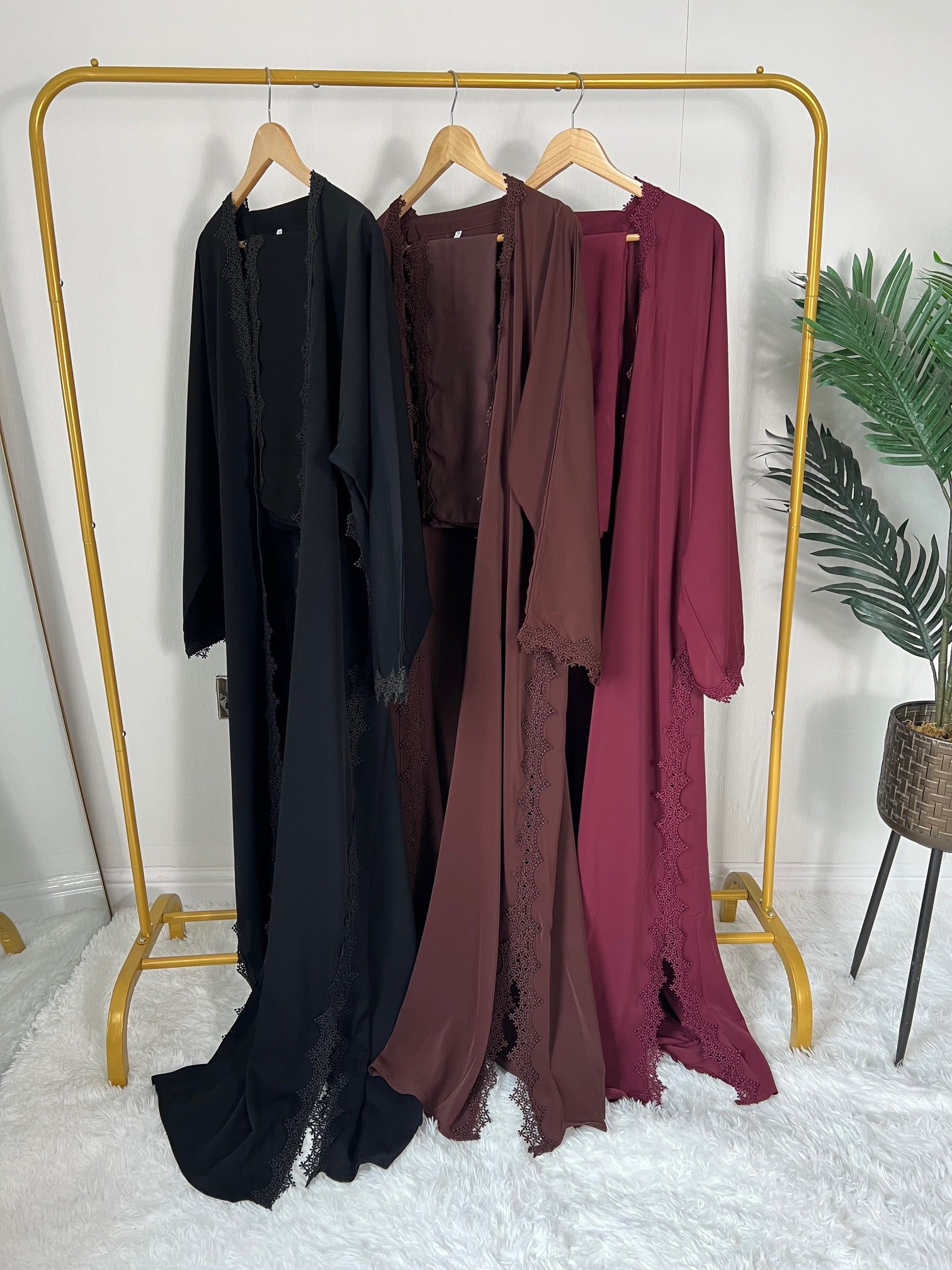 Lace Abaya - Maroon