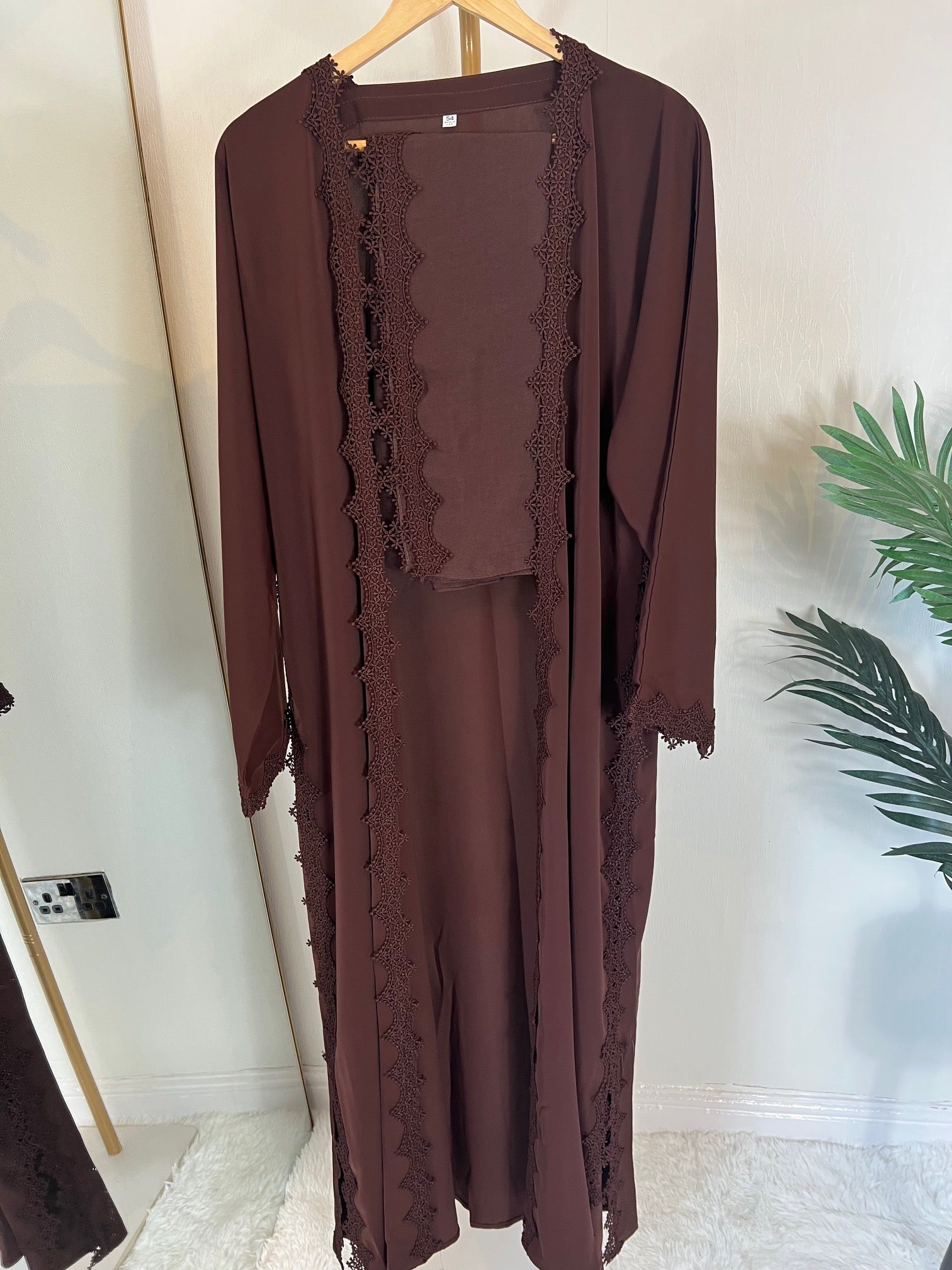 Lace Abaya - Brown