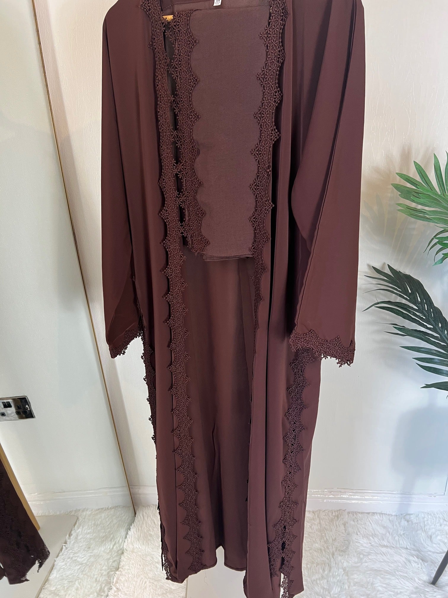 Lace Abaya - Brown